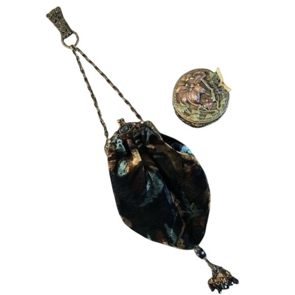 Sweet Romance Victorian Evening Velvet Bag Lock Wrist Purse & Trinket Box